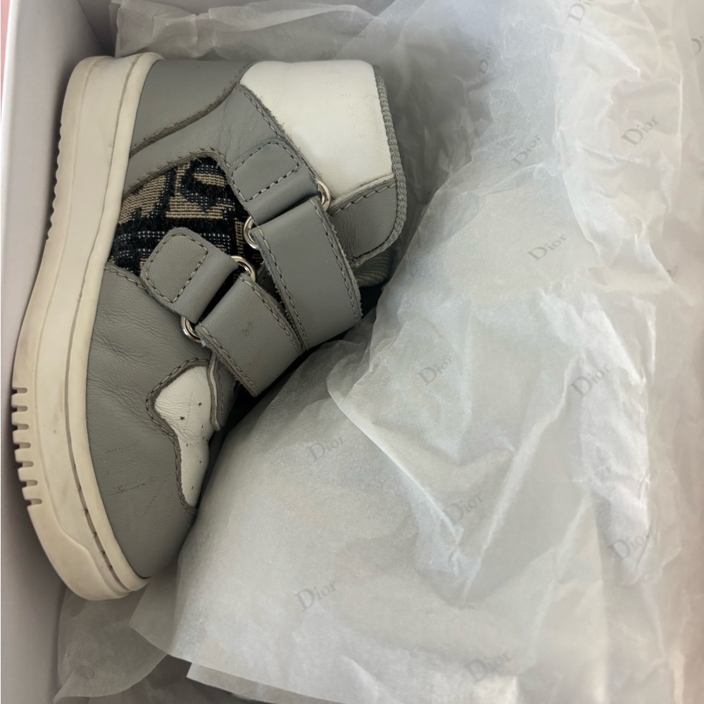 Dior Kids Gray and White Sneakers